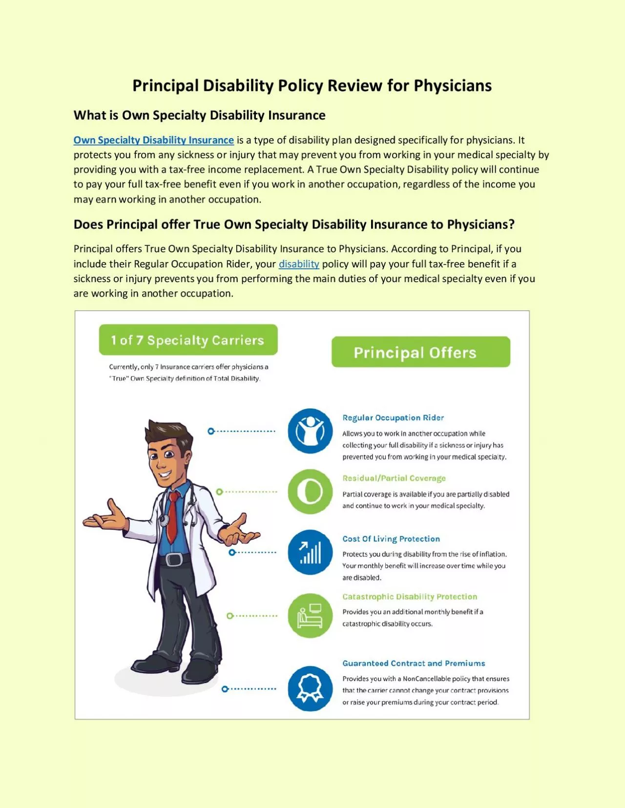 Principal Disability Policy Review for Physicians