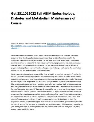 2311012022 Fall ABIM Endocrinology, Diabetes and Metabolism Maintenance