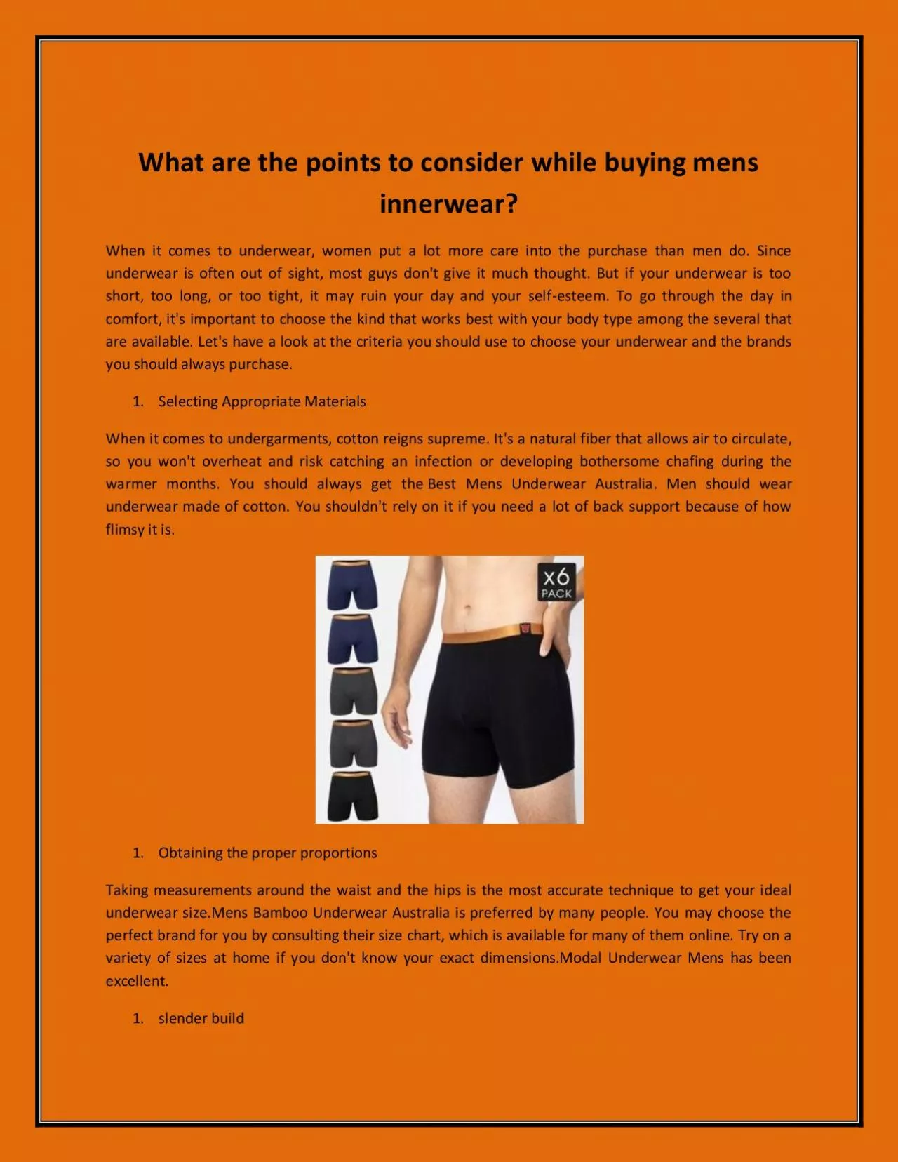 What are the points to consider while buying mens innerwear?