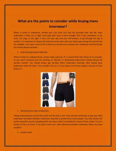 What are the points to consider while buying mens innerwear?