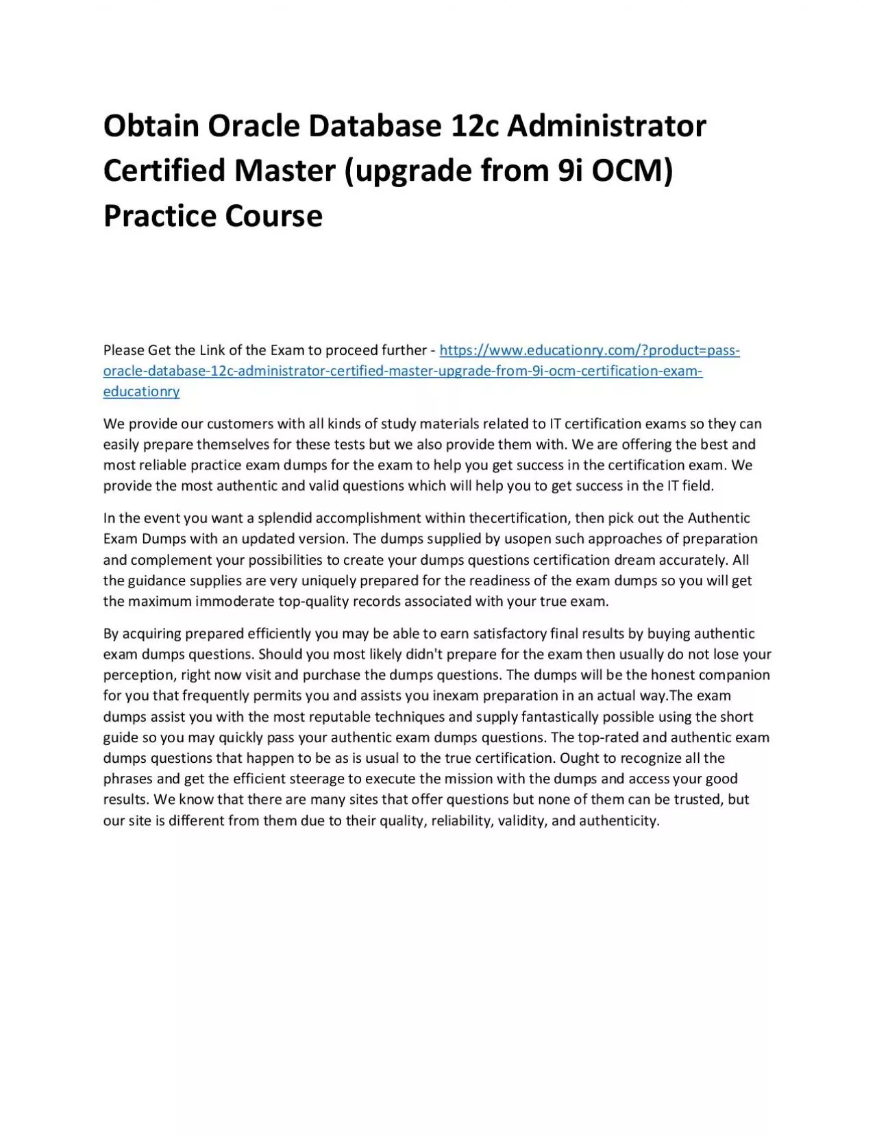 PDF-Oracle Database 12c Administrator Certified Master