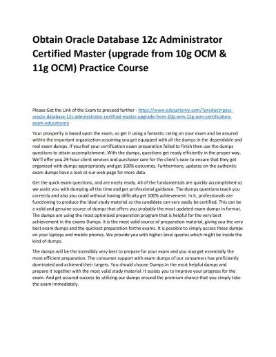 Oracle Database 12c Administrator Certified Master (upgrade from 10g OCM & 11g OCM)