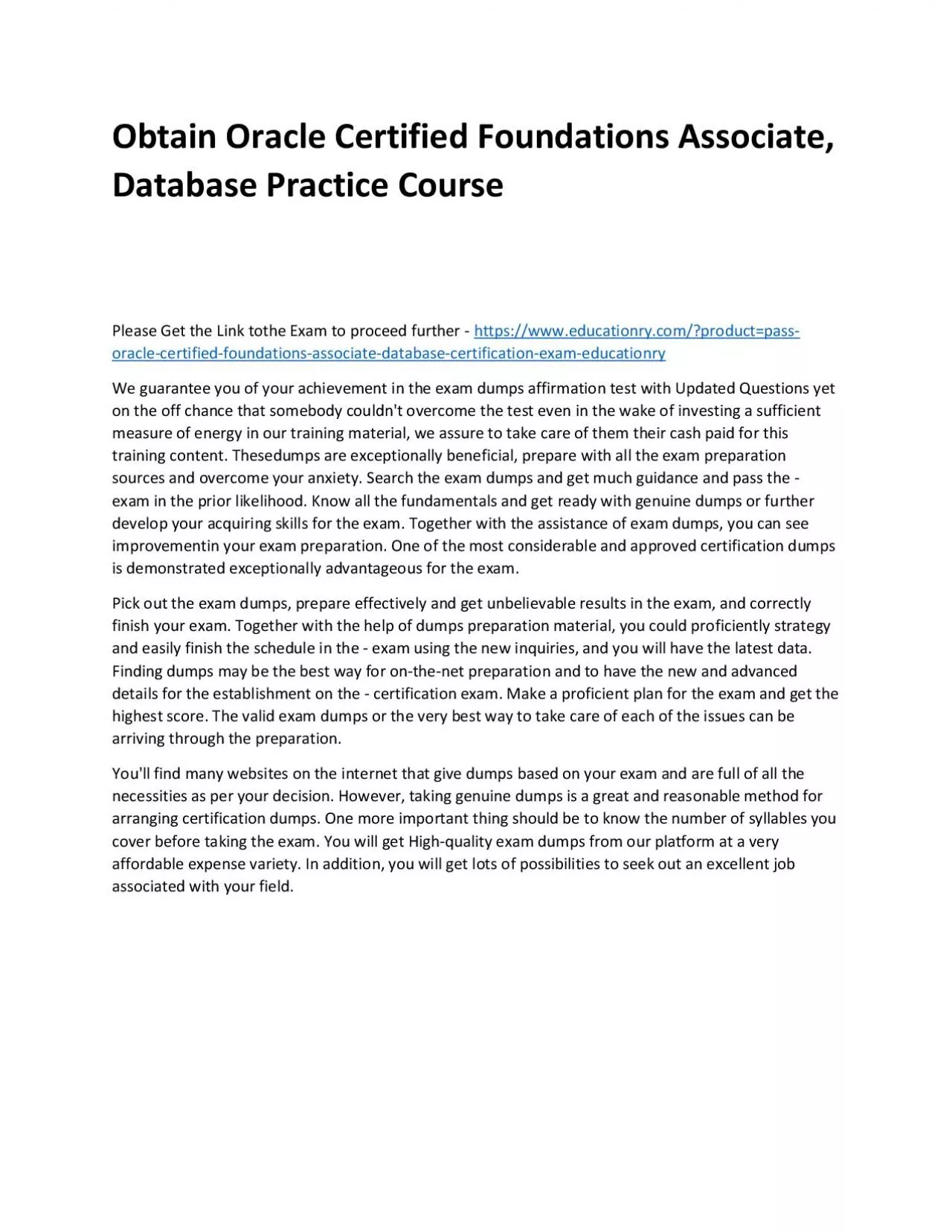 PDF-Oracle Certified Foundations Associate, Database