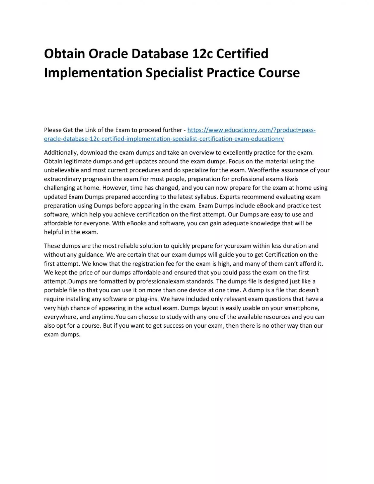 PDF-Oracle Database 12c Certified Implementation Specialist