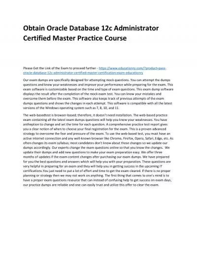 Oracle Database 12c Administrator Certified Master