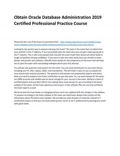 Oracle Database Administration 2019 Certified Professional