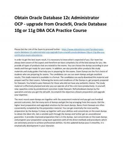 Oracle Database 12c Administrator OCP - upgrade from Oracle9i, Oracle Database 10g or