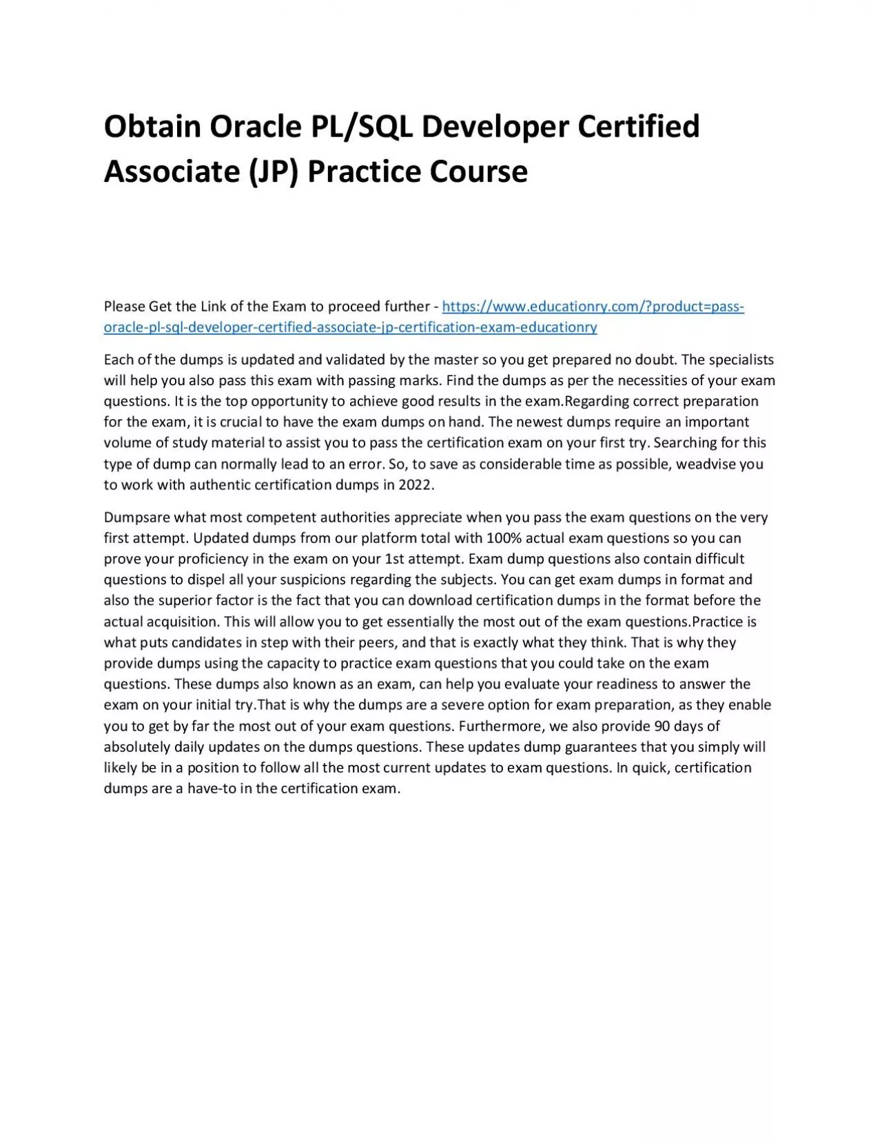 PDF-Oracle PL/SQL Developer Certified Associate (JP)