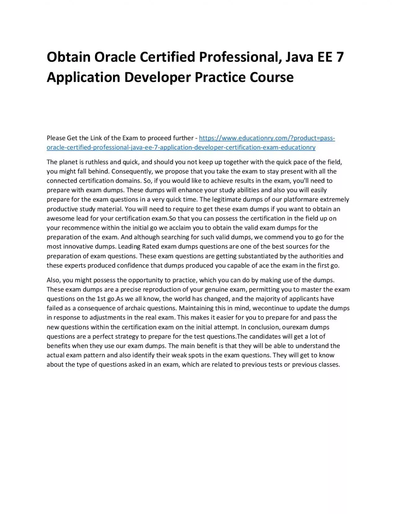 PDF-Oracle Certified Professional, Java EE 7 Application Developer