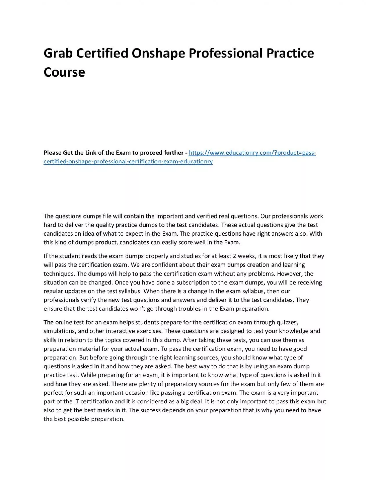 PDF-Grab Certified Onshape Professional Practice Course