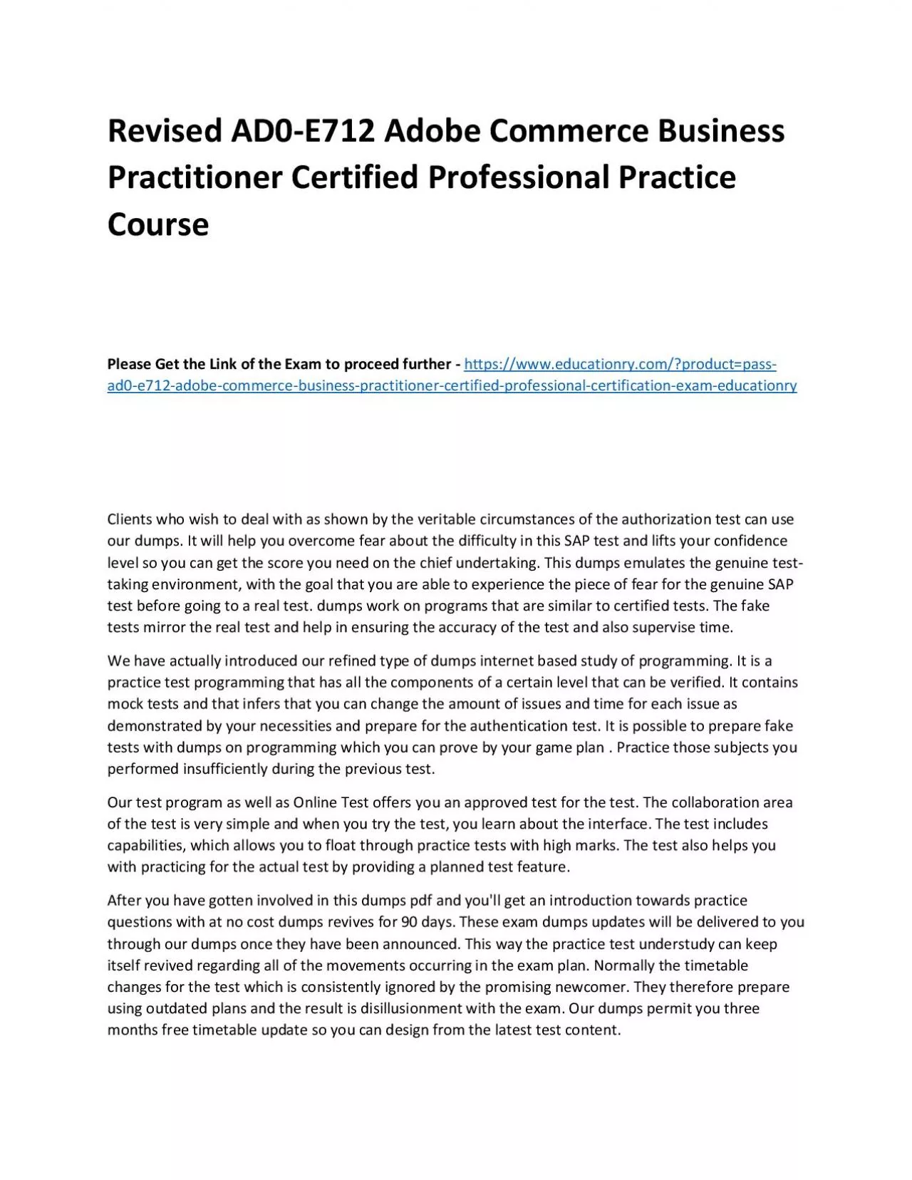 PDF-Revised AD0-E712 Adobe Commerce Business Practitioner Certified Professional Practice