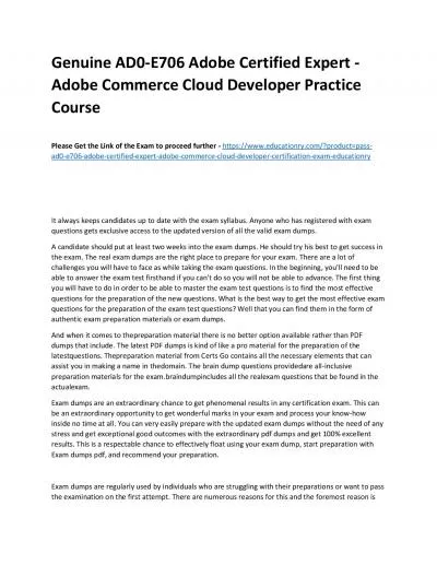 Genuine AD0-E706 Adobe Certified Expert - Adobe Commerce Cloud Developer Practice Course