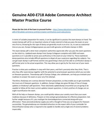 Genuine AD0-E718 Adobe Commerce Architect Master Practice Course