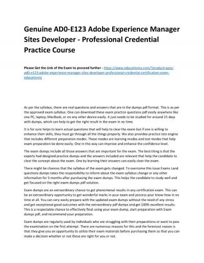 Genuine AD0-E123 Adobe Experience Manager Sites Developer - Professional Credential Practice