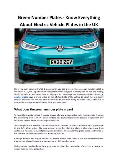 Green Number Plates - Know Everything About Electric Vehicle Plates in the UK