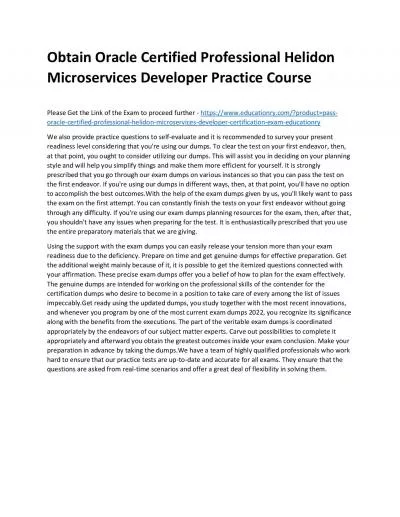 Oracle Certified Professional Helidon Microservices Developer