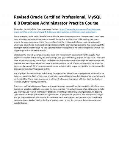 Oracle Certified Professional, MySQL 8.0 Database Administrator