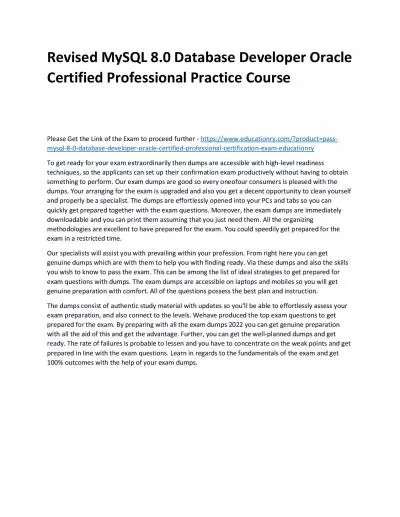 MySQL 8.0 Database Developer Oracle Certified Professional