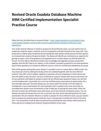 Oracle Exadata Database Machine X9M Certified Implementation Specialist