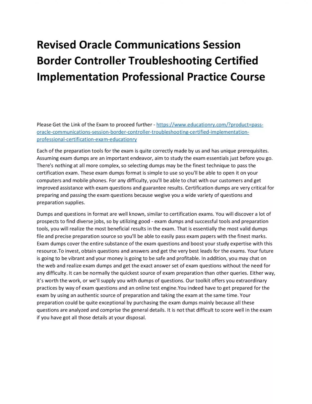 PDF-Oracle Communications Session Border Controller Troubleshooting Certified Implementation