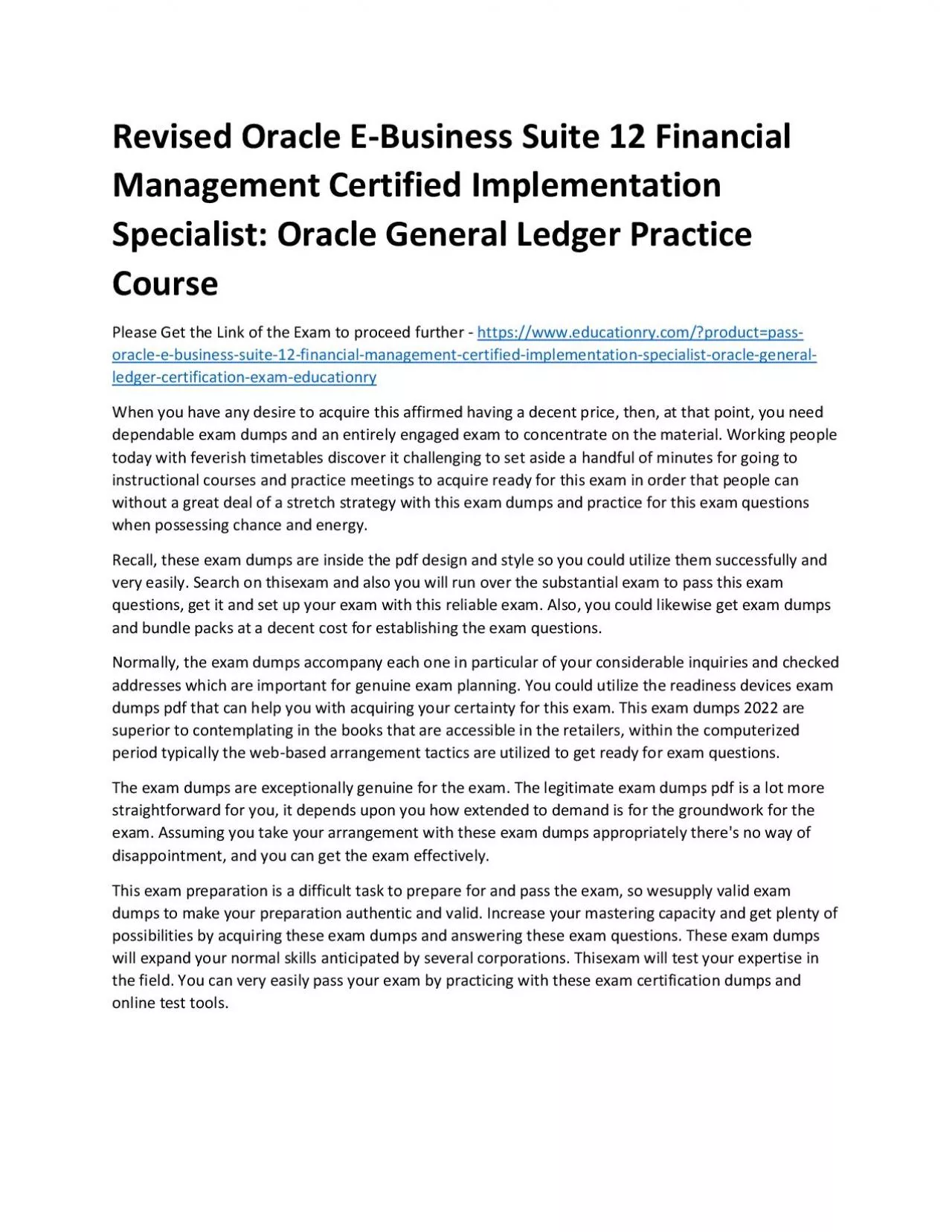 PDF-Oracle E-Business Suite 12 Financial Management Certified Implementation Specialist: Oracle