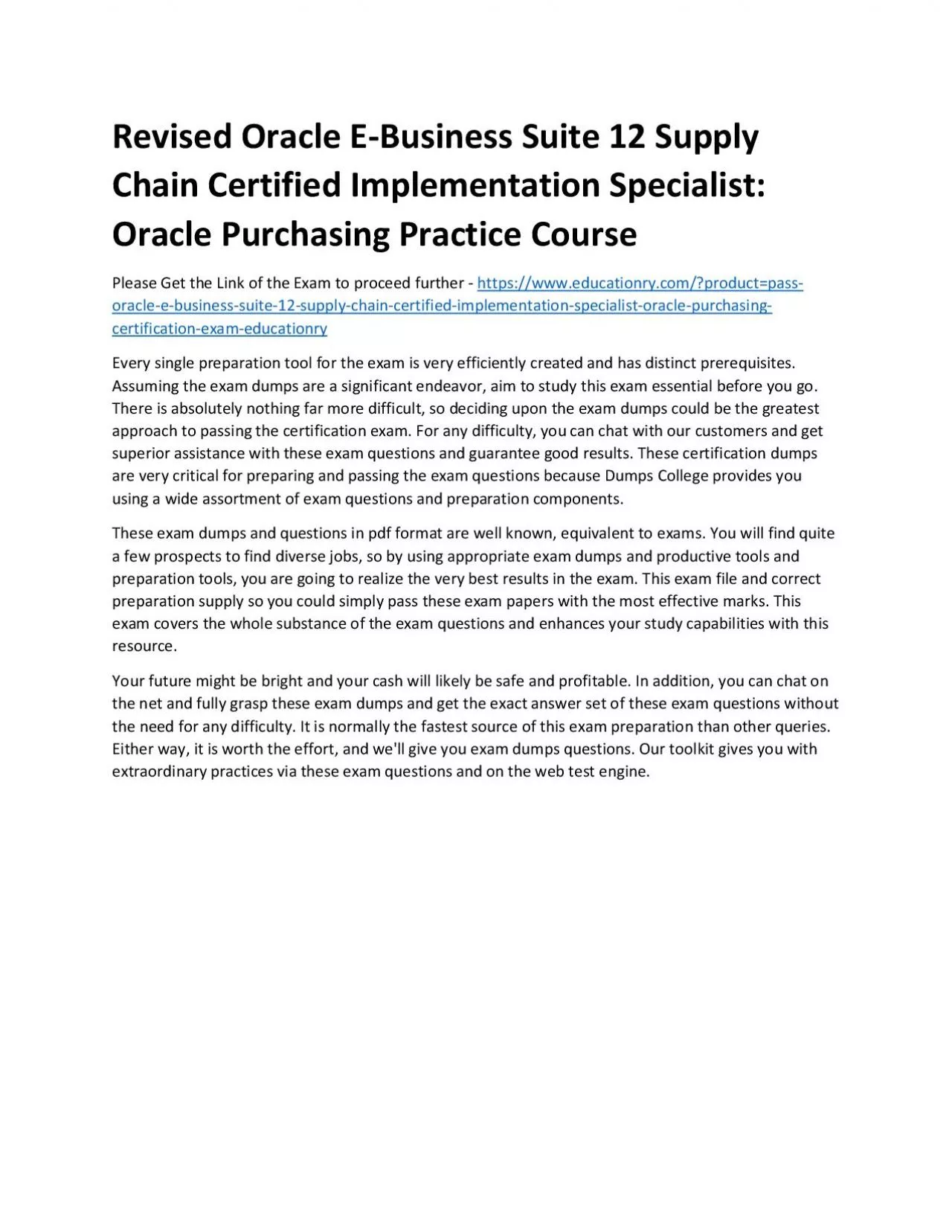 PDF-Oracle E-Business Suite 12 Supply Chain Certified Implementation Specialist: Oracle Purchasing