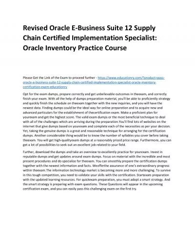 Oracle E-Business Suite 12 Supply Chain Certified Implementation Specialist: Oracle Inventory