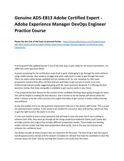 Genuine AD5-E813 Adobe Certified Expert - Adobe Experience Manager DevOps Engineer Practice