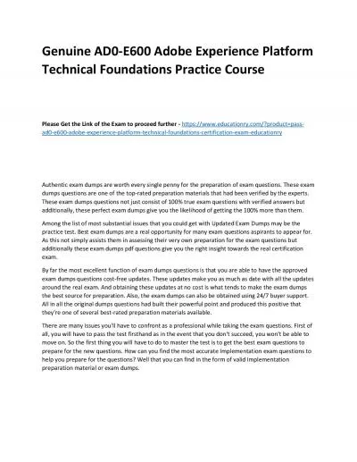 Genuine AD0-E600 Adobe Experience Platform Technical Foundations Practice Course