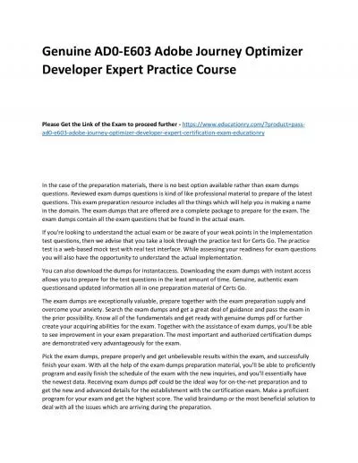 Genuine AD0-E603 Adobe Journey Optimizer Developer Expert Practice Course