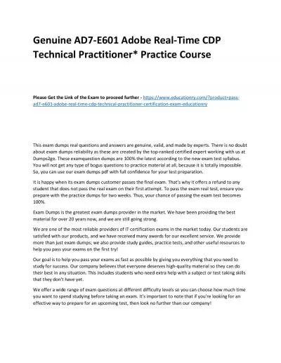 Genuine AD7-E601 Adobe Real-Time CDP Technical Practitioner* Practice Course