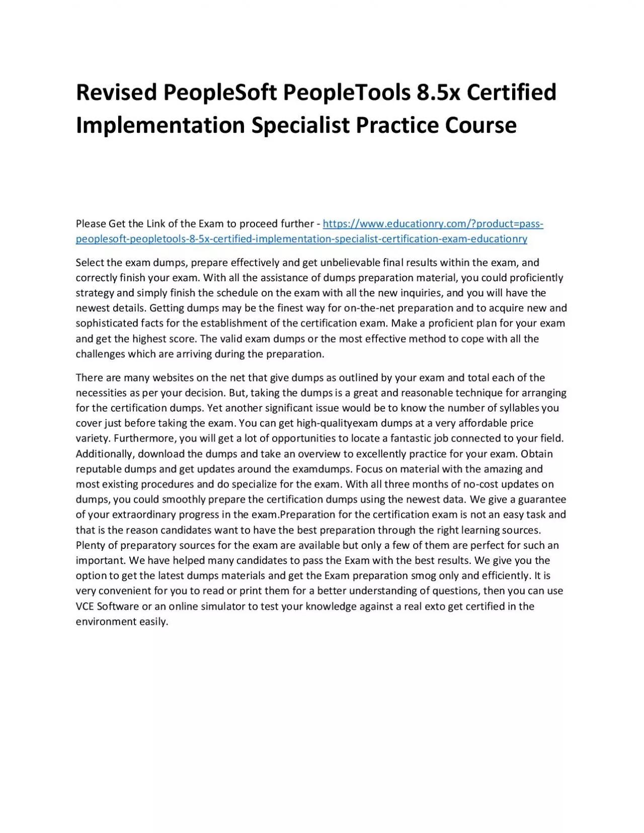 PDF-PeopleSoft PeopleTools 8.5x Certified Implementation Specialist