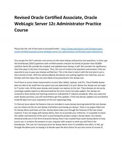 Oracle Certified Associate, Oracle WebLogic Server 12c Administrator