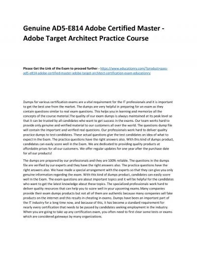 Genuine AD5-E814 Adobe Certified Master - Adobe Target Architect Practice Course