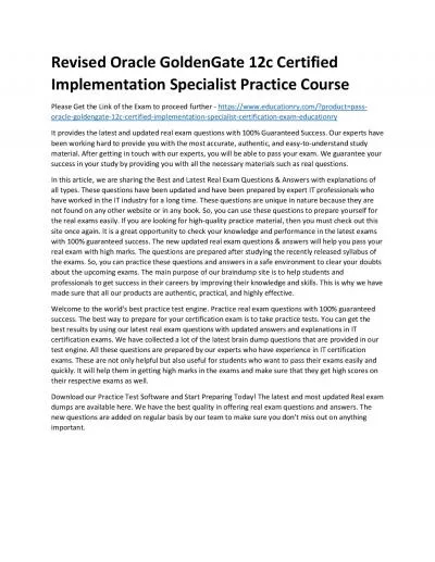 Oracle GoldenGate 12c Certified Implementation Specialist