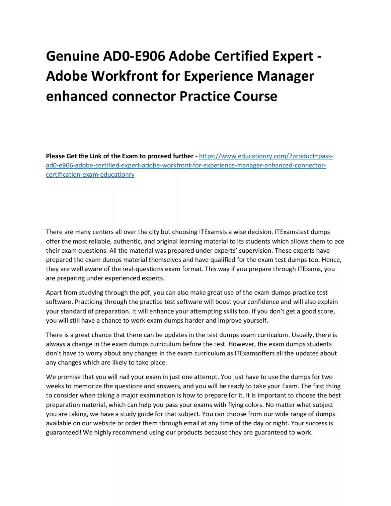 PDF-Genuine AD0-E906 Adobe Certified Expert - Adobe Workfront for Experience Manager enhanced