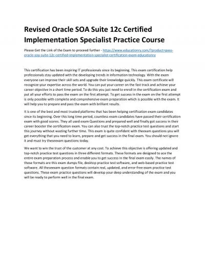 Oracle SOA Suite 12c Certified Implementation Specialist