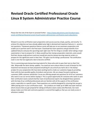 Oracle Certified Professional Oracle Linux 8 System Administrator