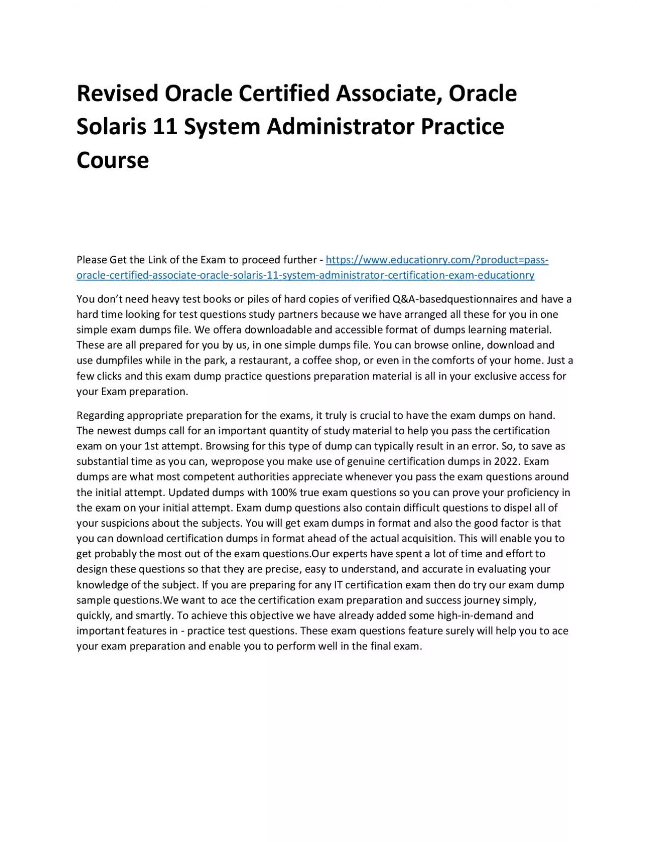 PDF-Oracle Certified Associate, Oracle Solaris 11 System Administrator