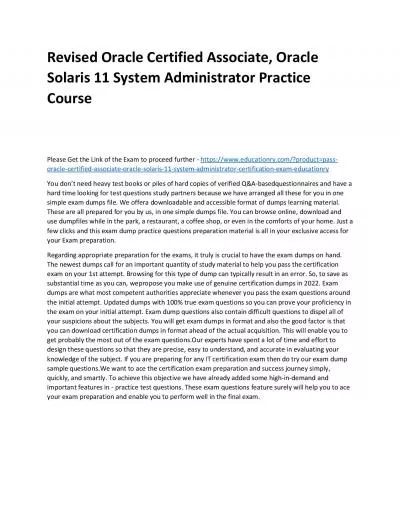 Oracle Certified Associate, Oracle Solaris 11 System Administrator