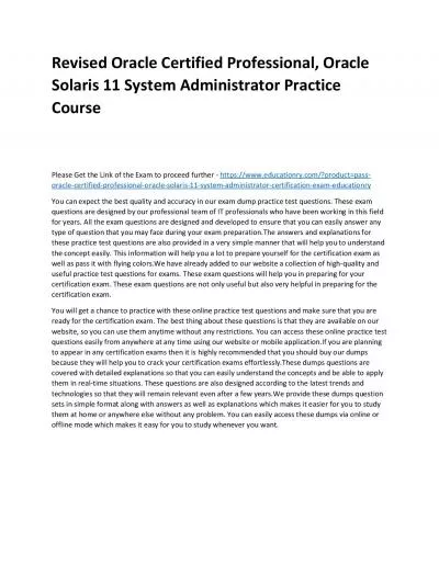 Oracle Certified Professional, Oracle Solaris 11 System Administrator