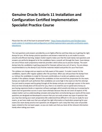 Oracle Solaris 11 Installation and Configuration Certified Implementation Specialist