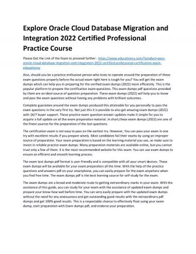 Explore Oracle Cloud Database Migration and Integration 2022 Certified Professional Practice