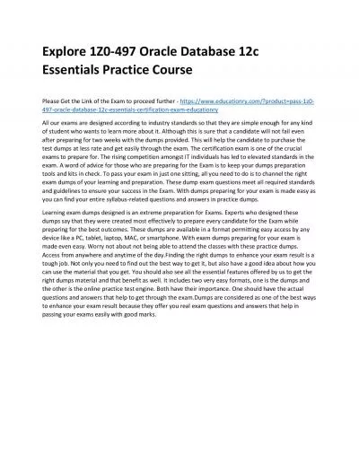 Explore 1Z0-497 Oracle Database 12c Essentials Practice Course