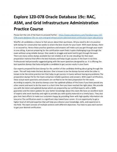 Explore 1Z0-078 Oracle Database 19c: RAC, ASM, and Grid Infrastructure Administration Practice Course