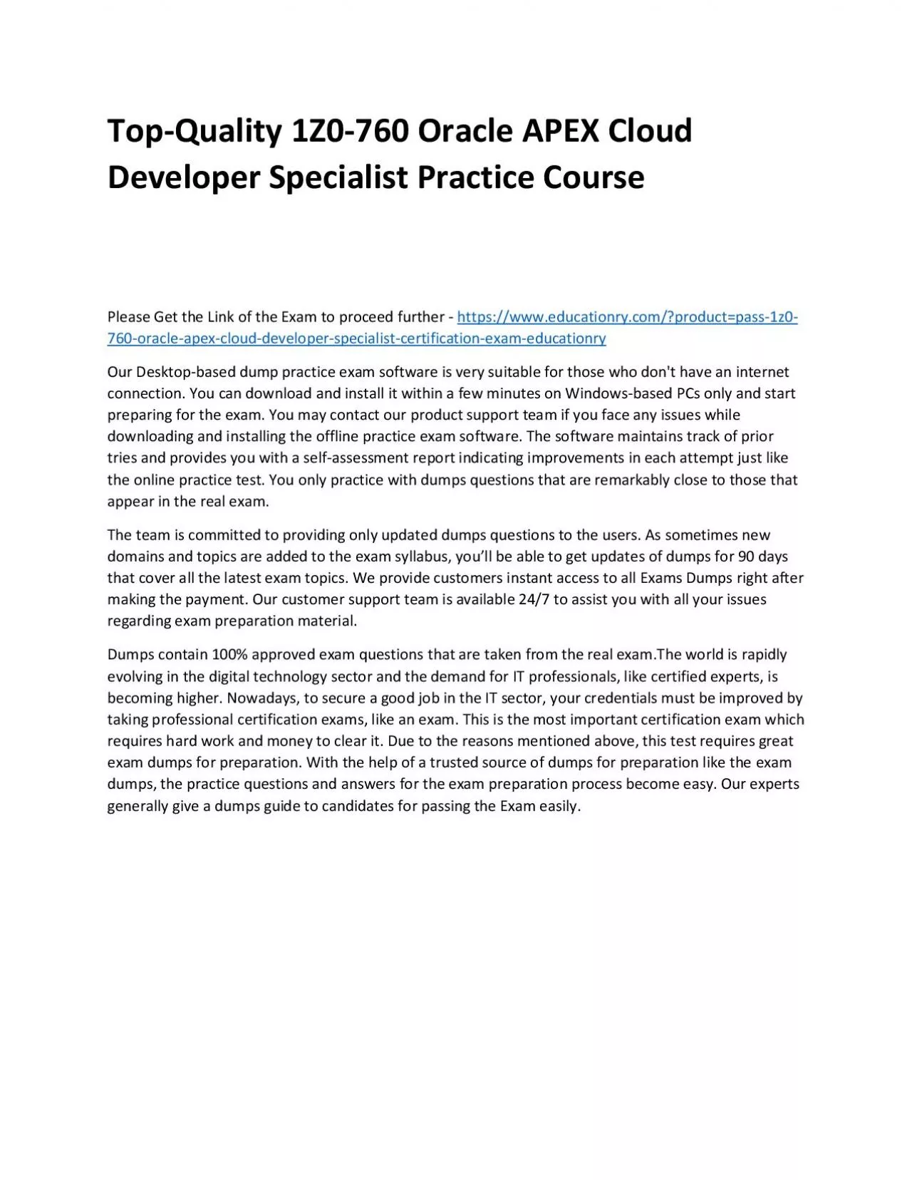 PDF-Top-Quality 1Z0-760 Oracle APEX Cloud Developer Specialist Practice Course