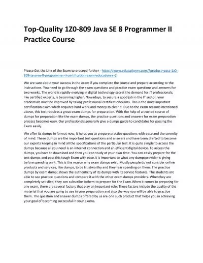 Top-Quality 1Z0-809 Java SE 8 Programmer II Practice Course