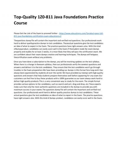 Top-Quality 1Z0-811 Java Foundations Practice Course