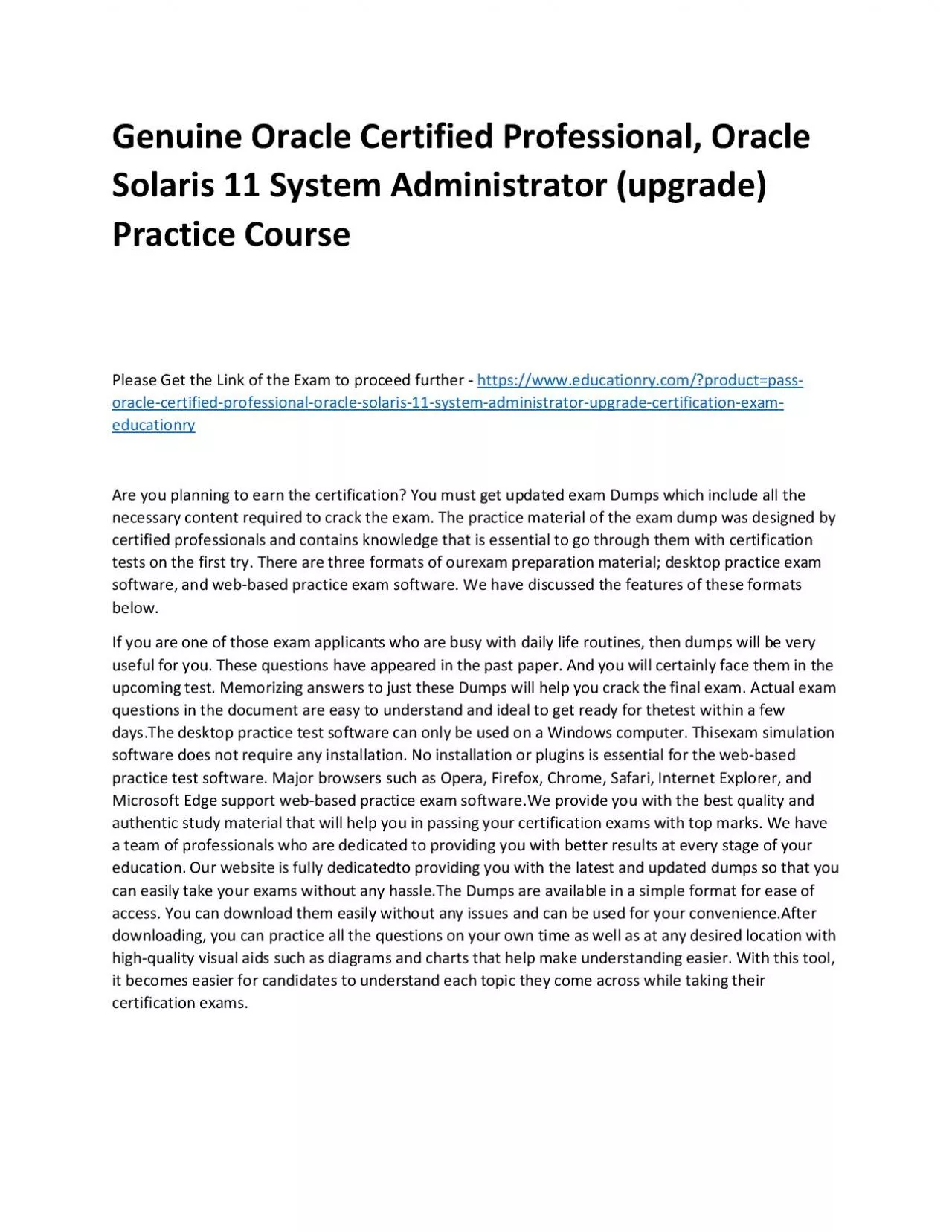 PDF-Oracle Certified Professional, Oracle Solaris 11 System Administrator