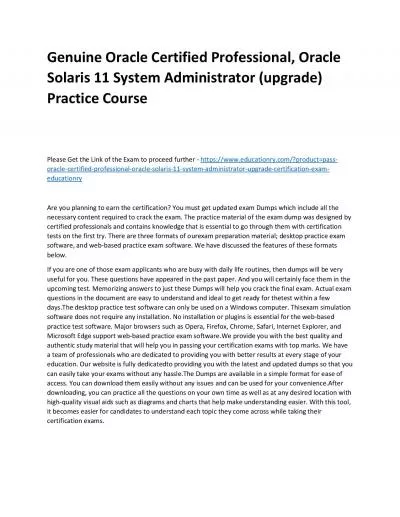 Oracle Certified Professional, Oracle Solaris 11 System Administrator